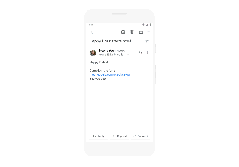 Stay connected more easily with Meet in Gmail on mobileから引用