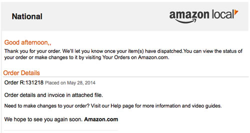 Amazon Local を装ったメール