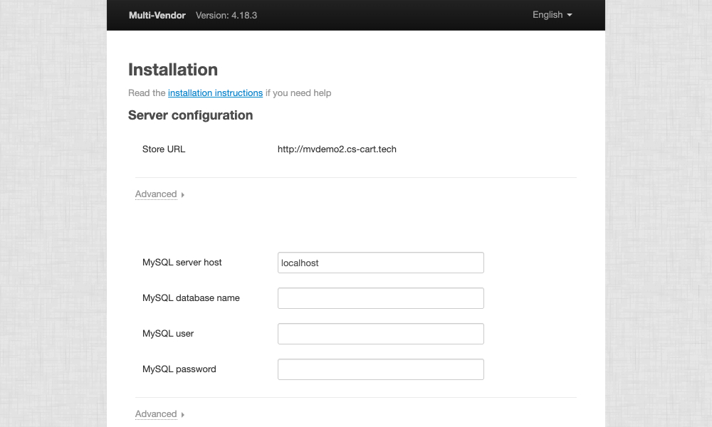 Installation Server configration
