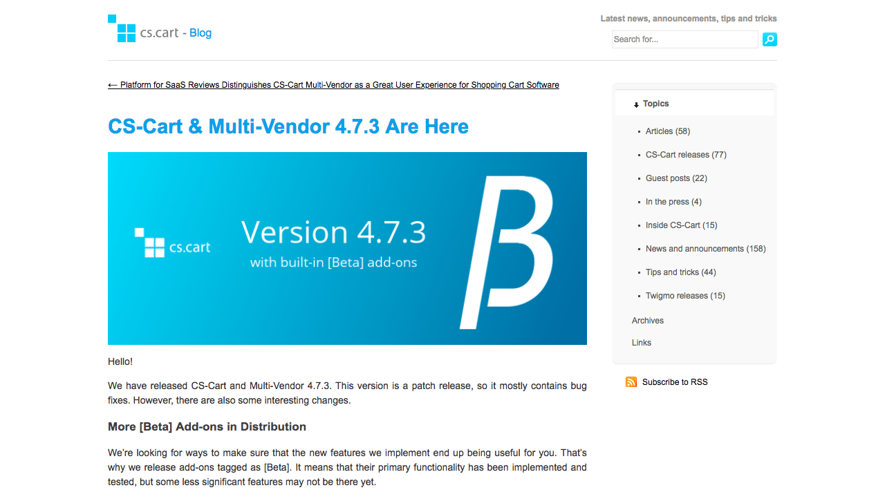 CS-Cart & Multi-Vendor 4.7.3