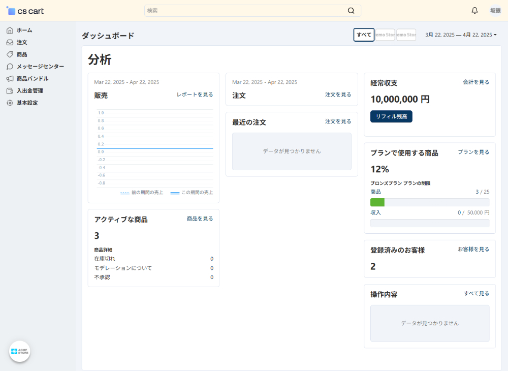 CS-Cartの出品専用管理画面
