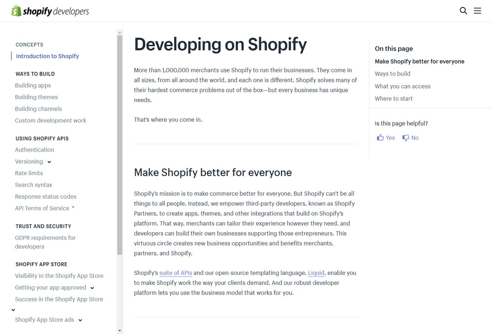 Developing on Shopify