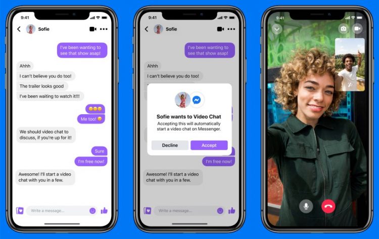 Facebook：Introducing Messenger Rooms and More Ways to Connect When You’re Apartから