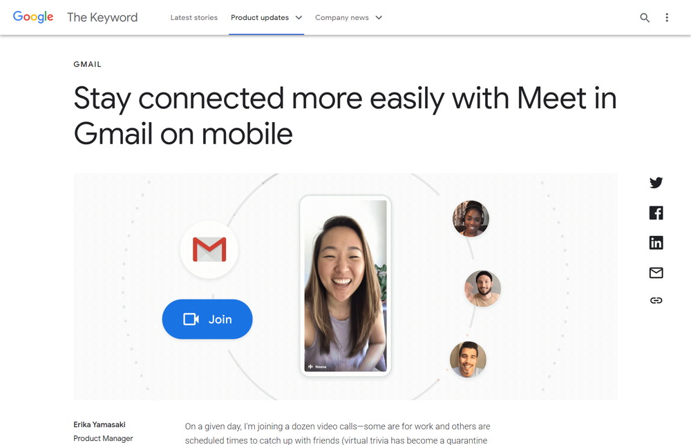 Stay connected more easily with Meet in Gmail on mobile