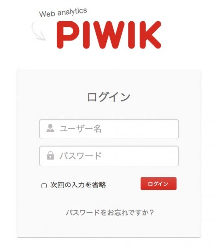 Piwik ログイン画面