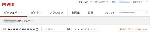Piwik ダッシュボード