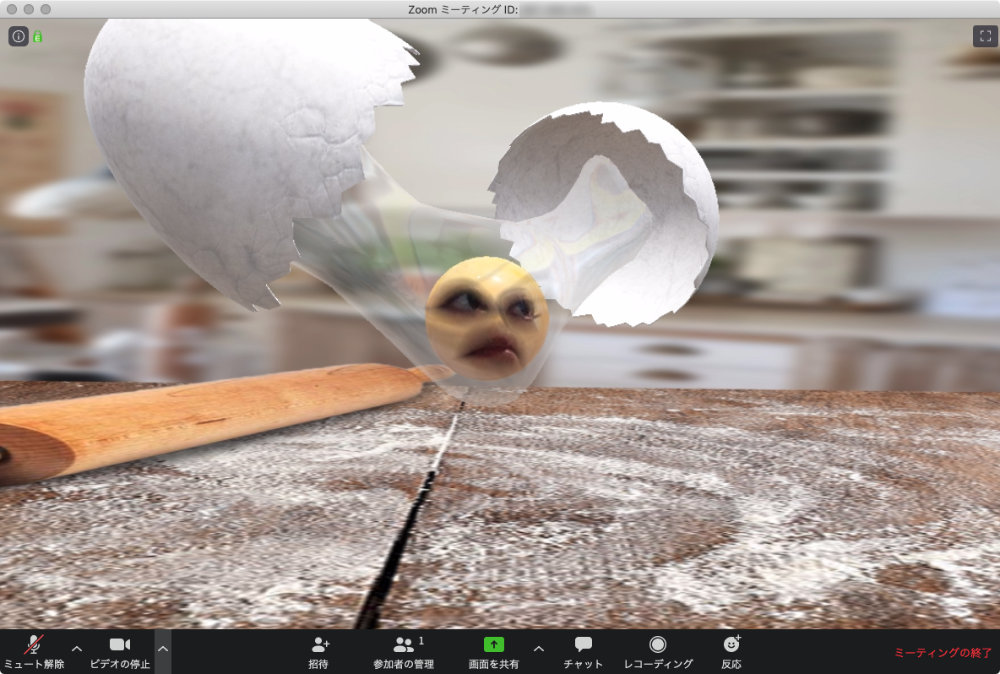 ZoomでSnap Cameraを使った状態