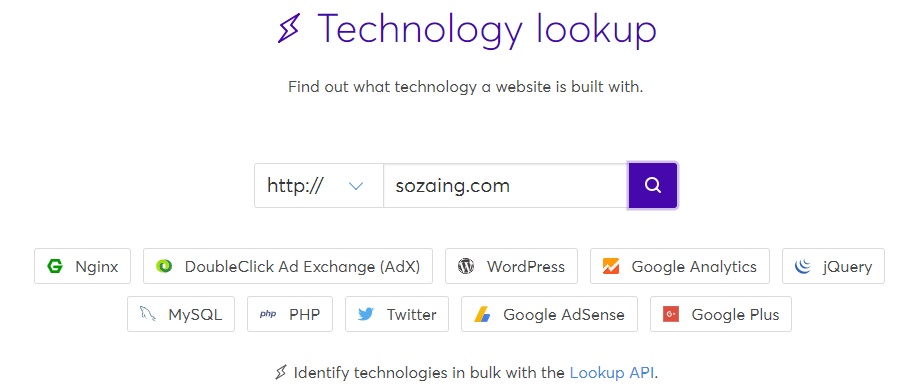 Wappalyzer Technology lookup