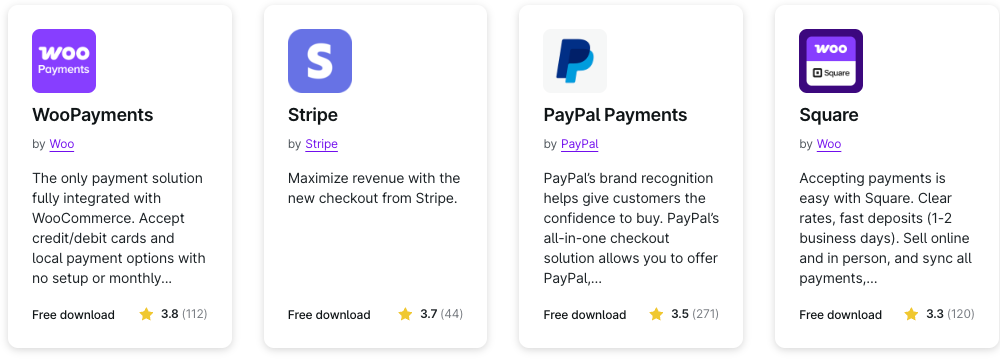 WooCommerceで利用可能な支払いプラグインの例