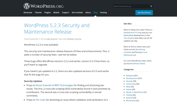 WordPress 5.2.3 Security and Maintenance Release
