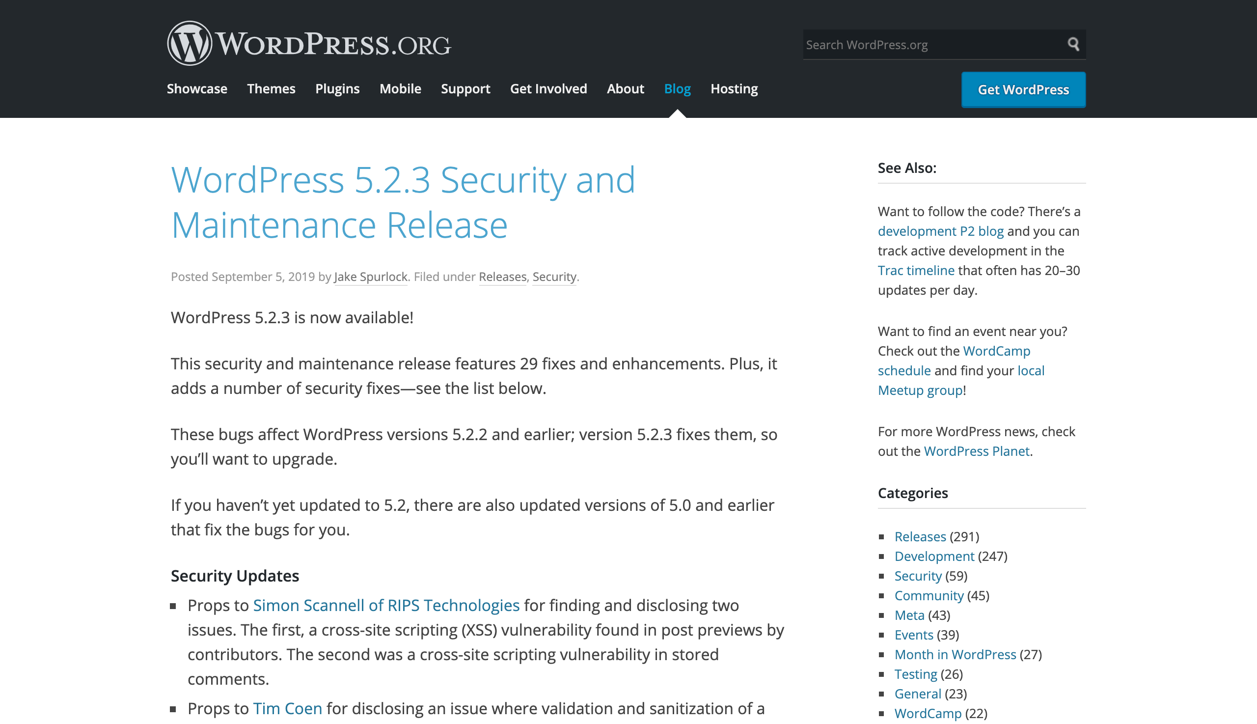 WordPress 5.2.3 Security and Maintenance Release