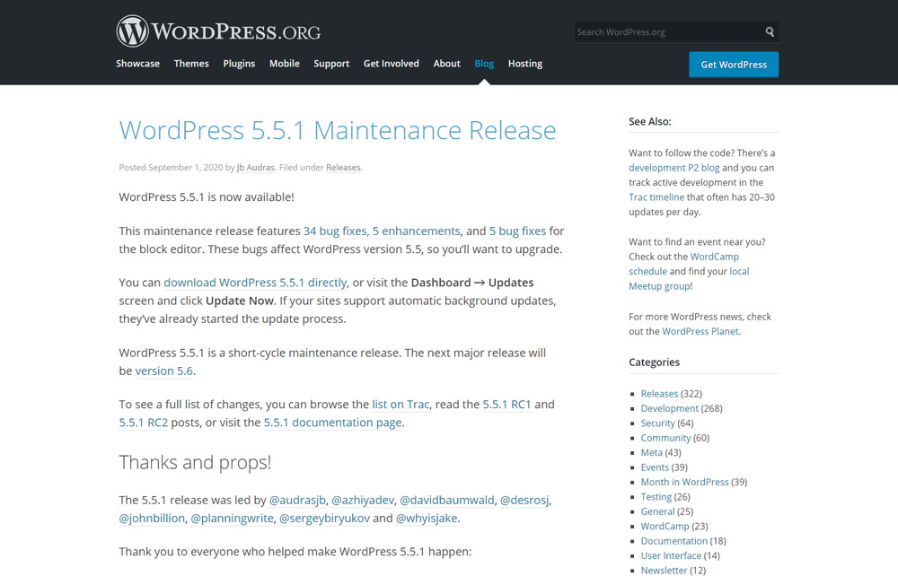WordPress 5.5.1 Maintenance Release