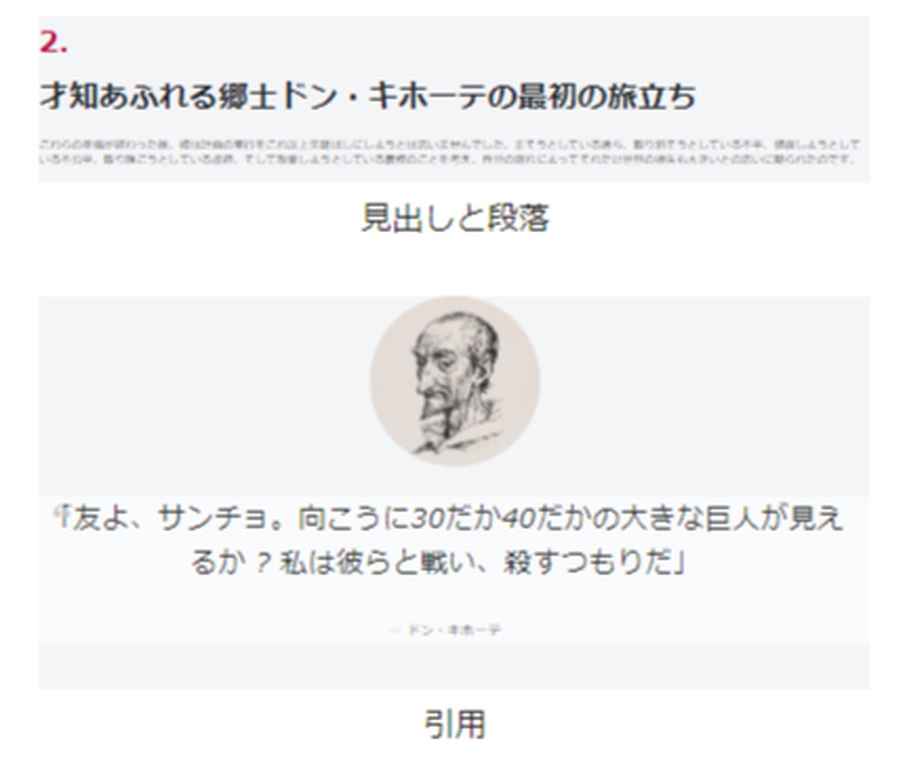 見出しと段落、引用