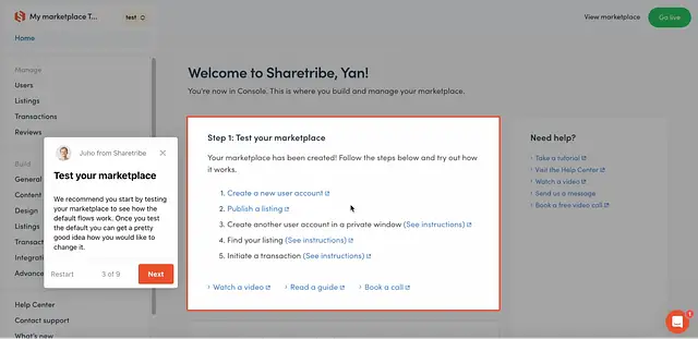 Sharetribeオンボーディング