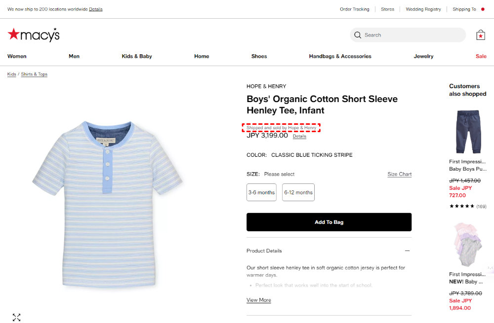 Macy’s（メイシーズ ）：サードパーティーやパートナーの商品