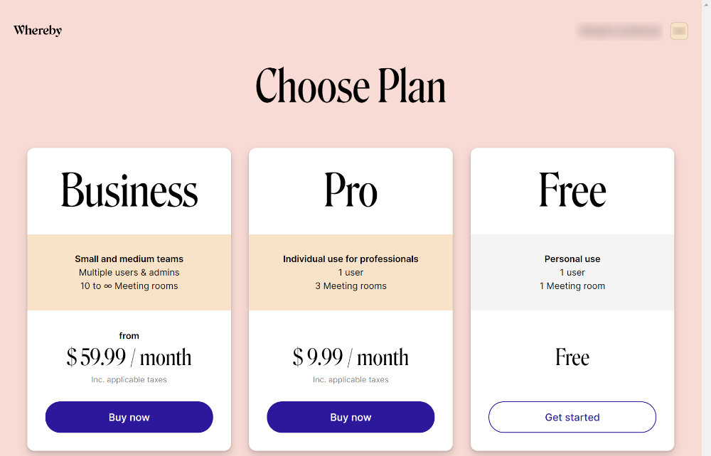 Chose Plan画面