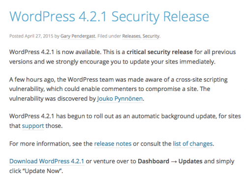 WordPress 4.2.1 Security Release