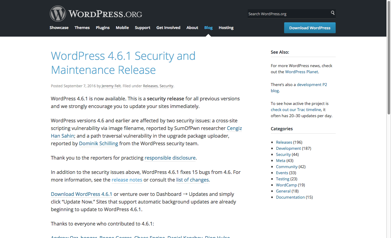 WordPress 4.6.1
